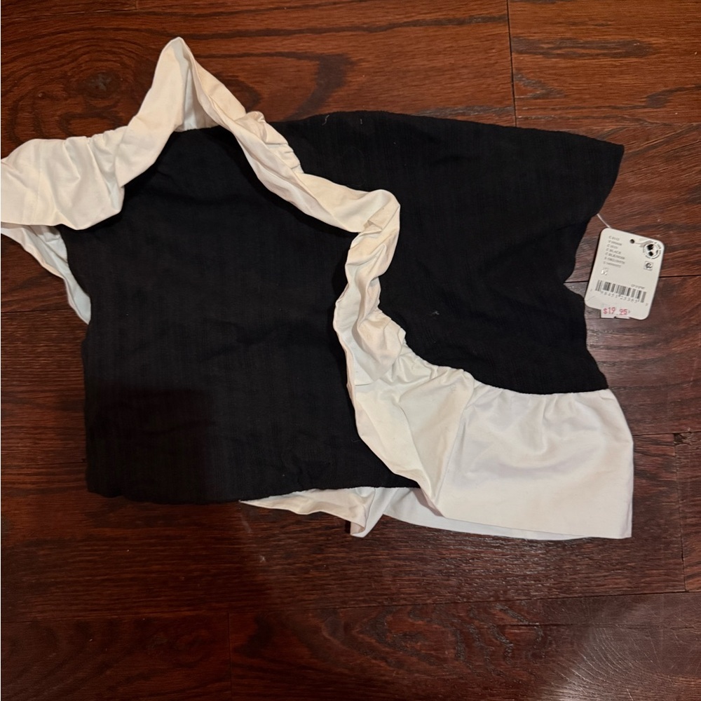Free People Black and White Ruffled Crop Top